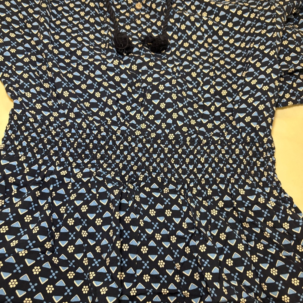 Hollister Blue Floral Peasant Stretch Waist Lined Dress M Short Mini Cottagecore - Picture 5 of 9